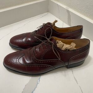 SALVATORE FERRAGAMO Burgundy All Leather Wingtip Oxfords Men's Shoes Size 10.5 D